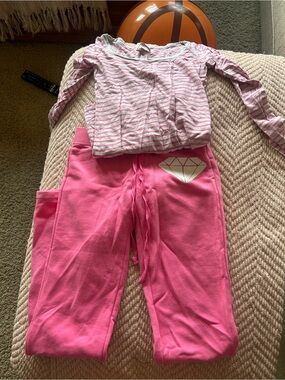 Gilly Hicks Pink Striped Top & Bright Pink Diamond Jogger Pajama Set